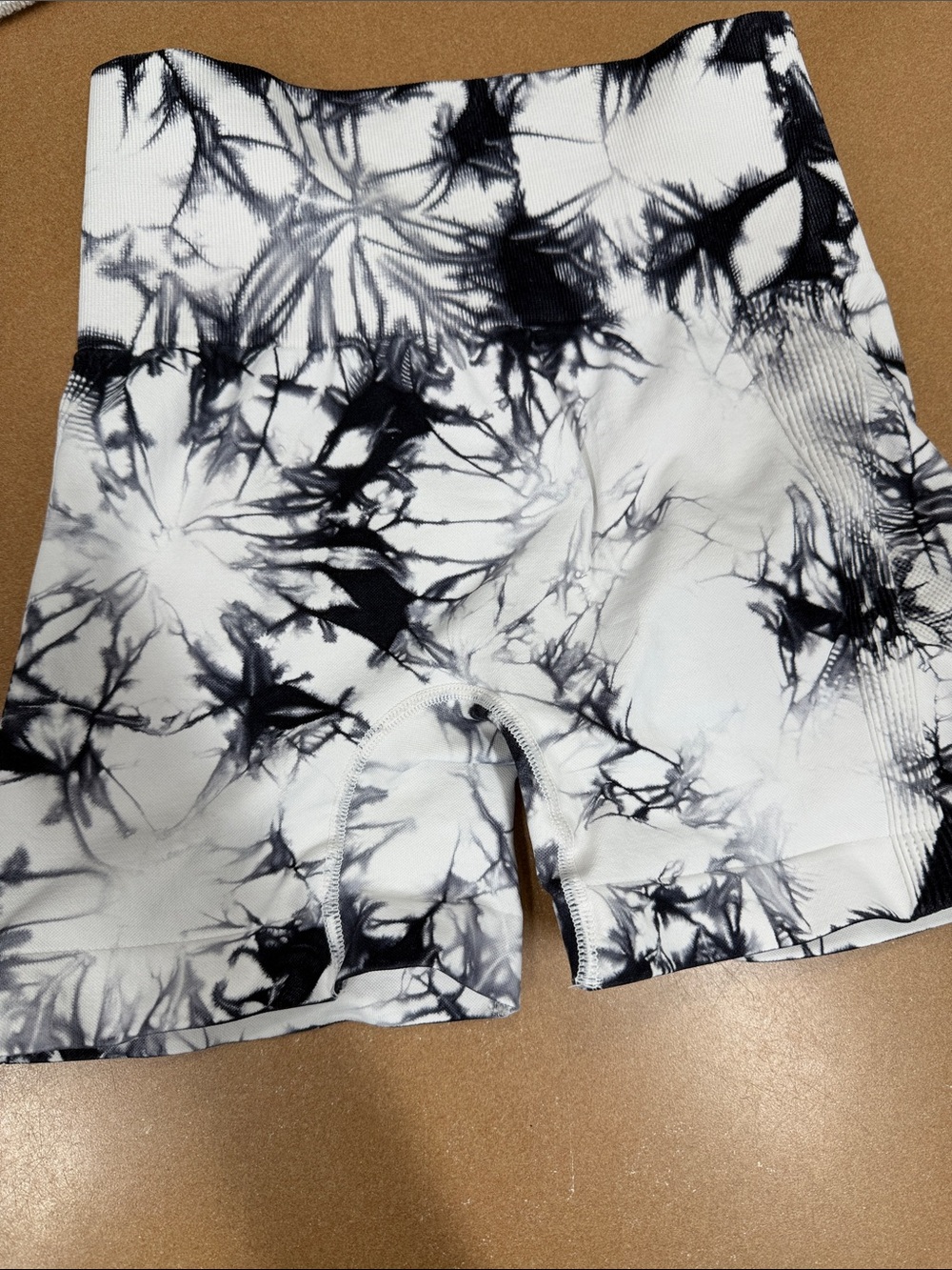 High-Waist Tie-Dye Women’s Bike Shorts - Black & White